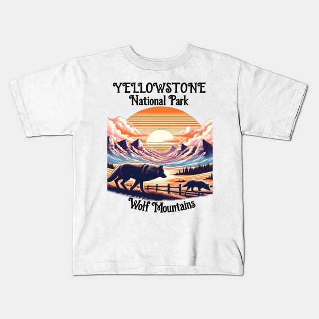 Majestic Emblem of Yellowstone National Park Kids T-Shirt by coollooks